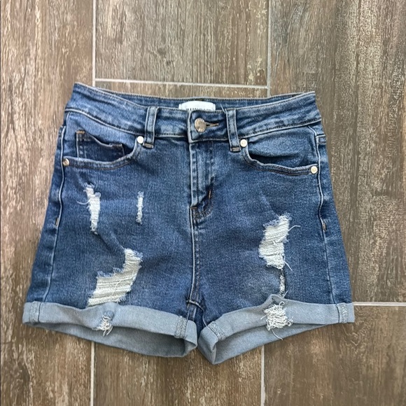 William Rast Blue Distressed Jean Shorts - Picture 1 of 9